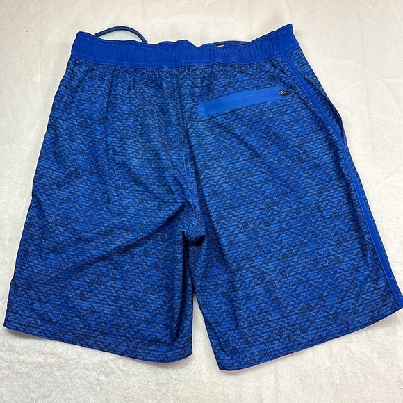 George Blue/Black Chevron Elastic Back Swim Trunks Pull Tie Front 32-34 Medium - Picture 2 of 9